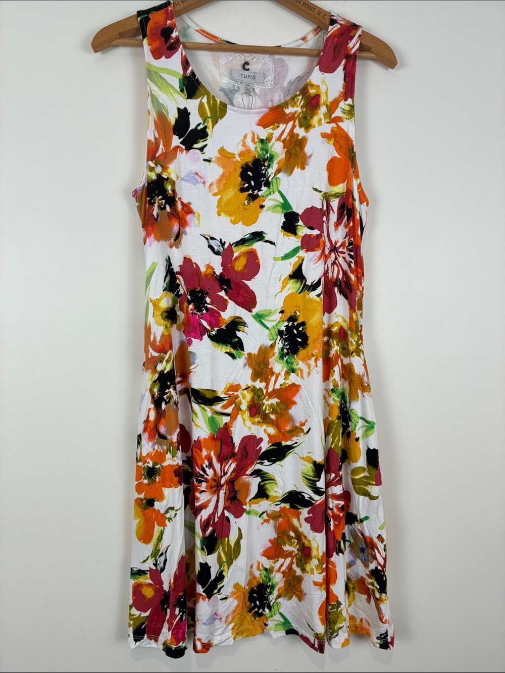 NWT Cupio Dress Large Multicolor Sleeveless Stretch Butter Soft Tropical Vaca